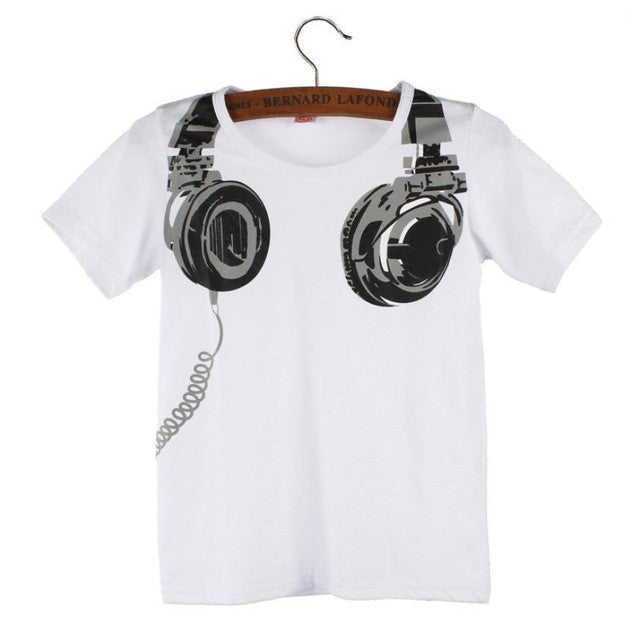 Boy Kids Summer Casual Headphone Short Sleeve Tops Blouses T Shirt boys t shirts fashion 2016