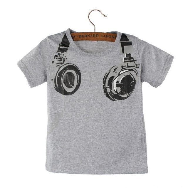 Boy Kids Summer Casual Headphone Short Sleeve Tops Blouses T Shirt boys t shirts fashion 2016