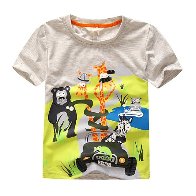children summer clothing baby boy T shirt cotton animal print short sleeve T-shirt kid boy casual sport T-shirt 3-7Y shirts