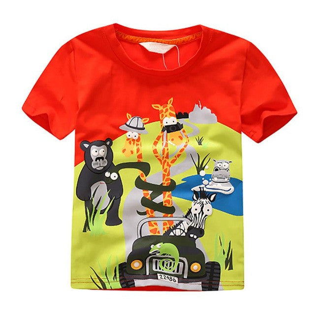 children summer clothing baby boy T shirt cotton animal print short sleeve T-shirt kid boy casual sport T-shirt 3-7Y shirts