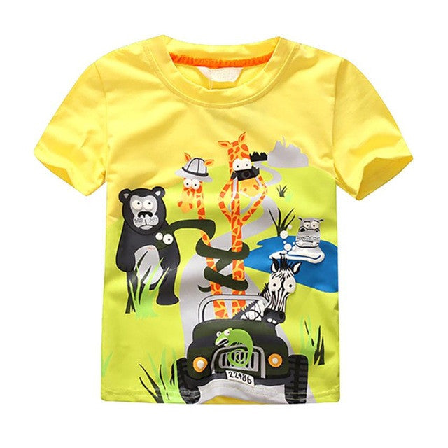 children summer clothing baby boy T shirt cotton animal print short sleeve T-shirt kid boy casual sport T-shirt 3-7Y shirts