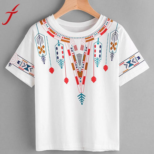 2017 Summer T-shirt Sexy Women Short Sleeve Geometry Printed Blusa Tops Fashion Patchwork t-shirt poleras de mujer