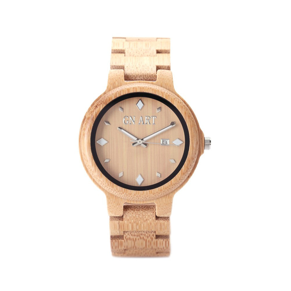 Novelty Natural Bamboo Watch Minimalist Genuine Men Watches Handmade Fashion Wristwatch Casual Quartz Watch with Bracelet Clasp