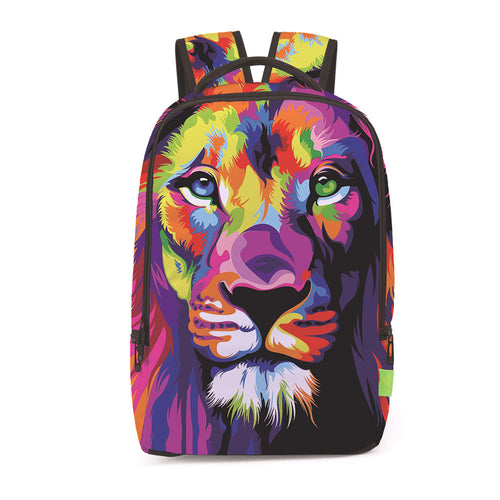 Fashion 3D Animals Lion Pattern Printed Backpack for Boys Girls Outdoors Travel Big Breathable Bags